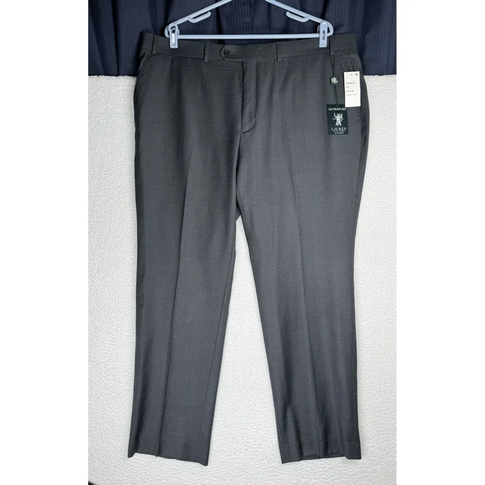 NEW $175 - Vintage RALPH LAUREN Ultraflex Wool Gray Dress Pants - Men's 42x30